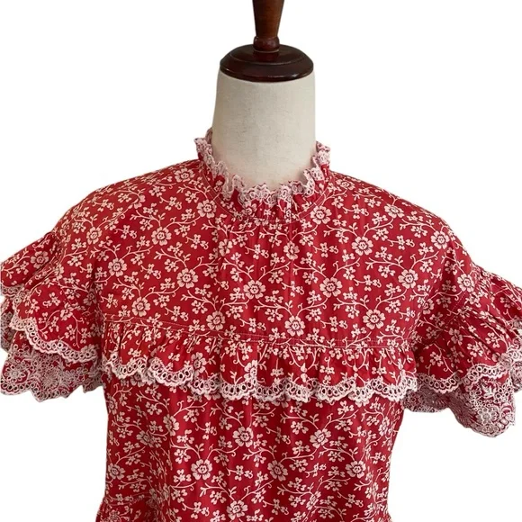 ULLA JOHNSON Leonie Floral Lace Ruffle Dress - Picture 4 of 16